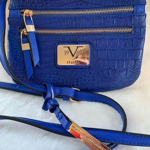 Versace Royal blue leather crossbody bag.
